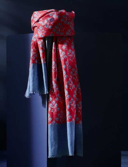 chèche rouge bleu homme chic