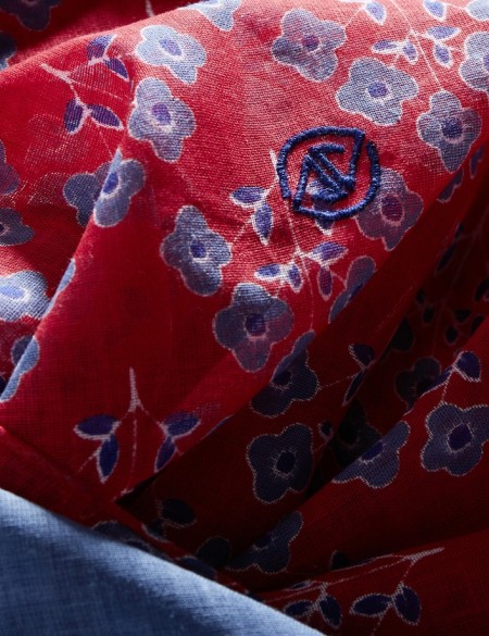 foulard homme rouge bleu