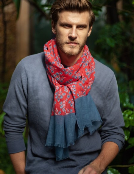 chèche rouge bleu homme chic