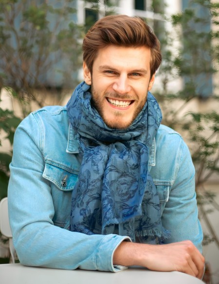 Chèche de marque homme bleu