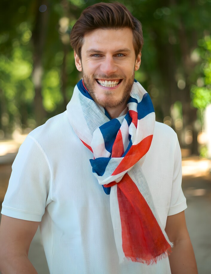 chèche homme drapeau français