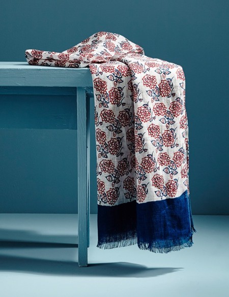 Chèche homme en lin, bleu rouge blanc, imprimé fleurs, cadeau parfait