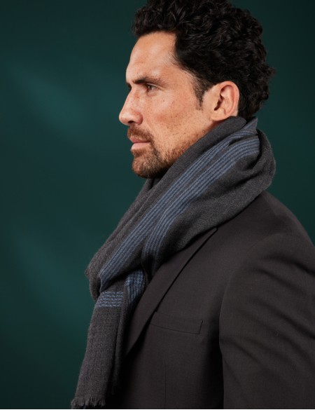 écharpe homme chic gris laine merinos
