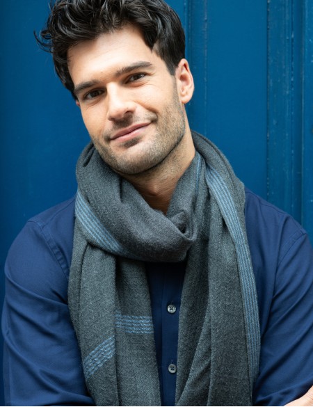 écharpe homme chic gris laine merinos