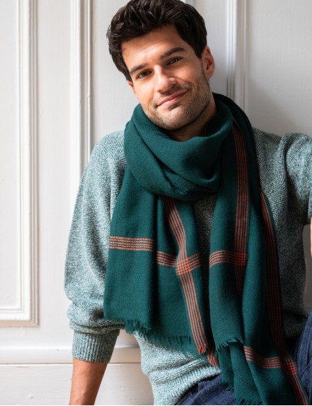 écharpe homme vert foncé