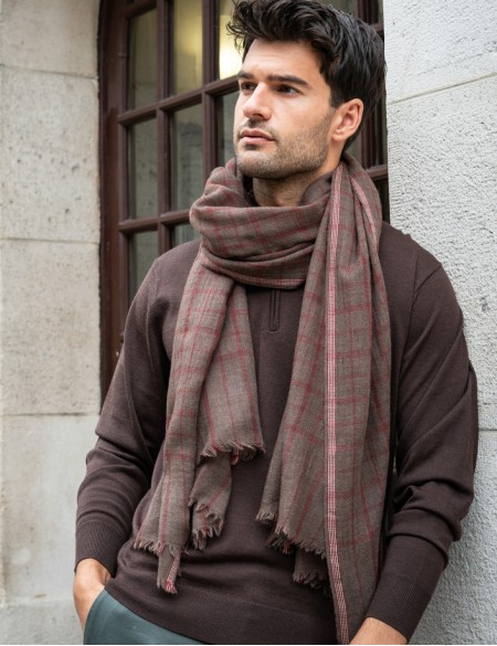Écharpe homme marron