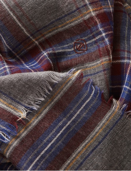 Écharpe homme gris à carreaux