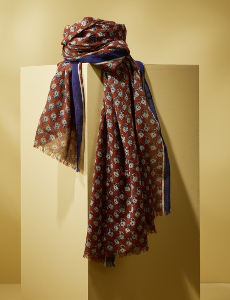 chèche-homme-marron-micro-motif-bleu-cotonbio-av08-Paris
