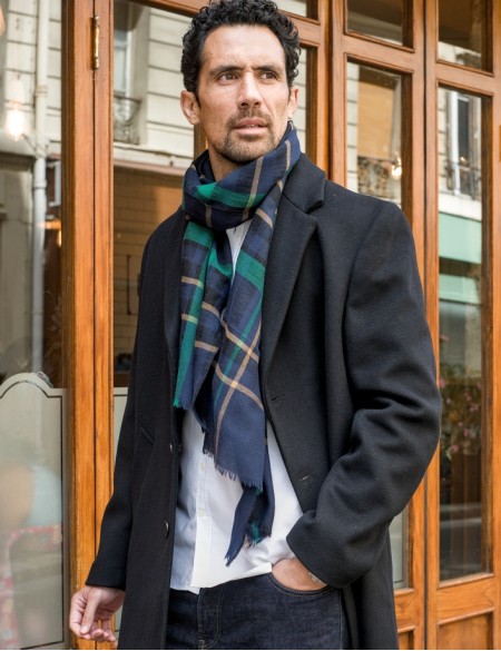 écharpe-homme-écossaise-bleu-vert-av08-Paris