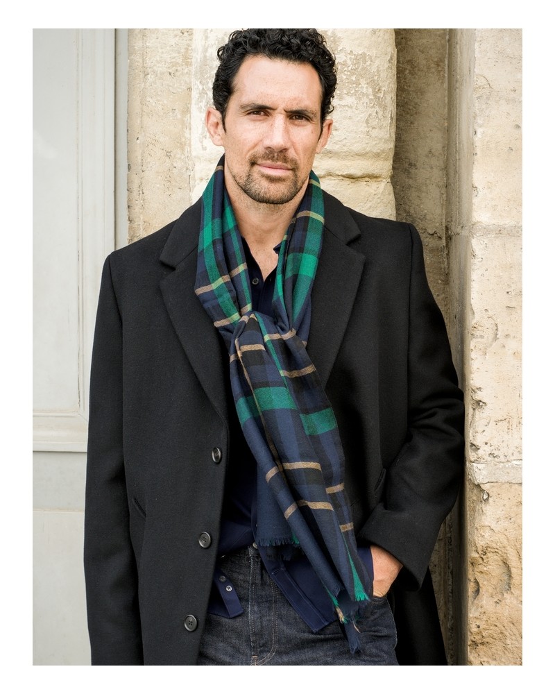 écharpe-homme-écossaise-bleu-vert-av08-Paris