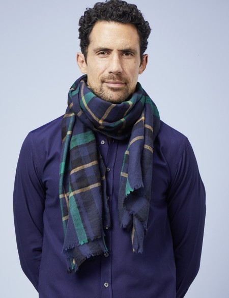 écharpe-homme-écossaise-bleu-vert-av08-Paris