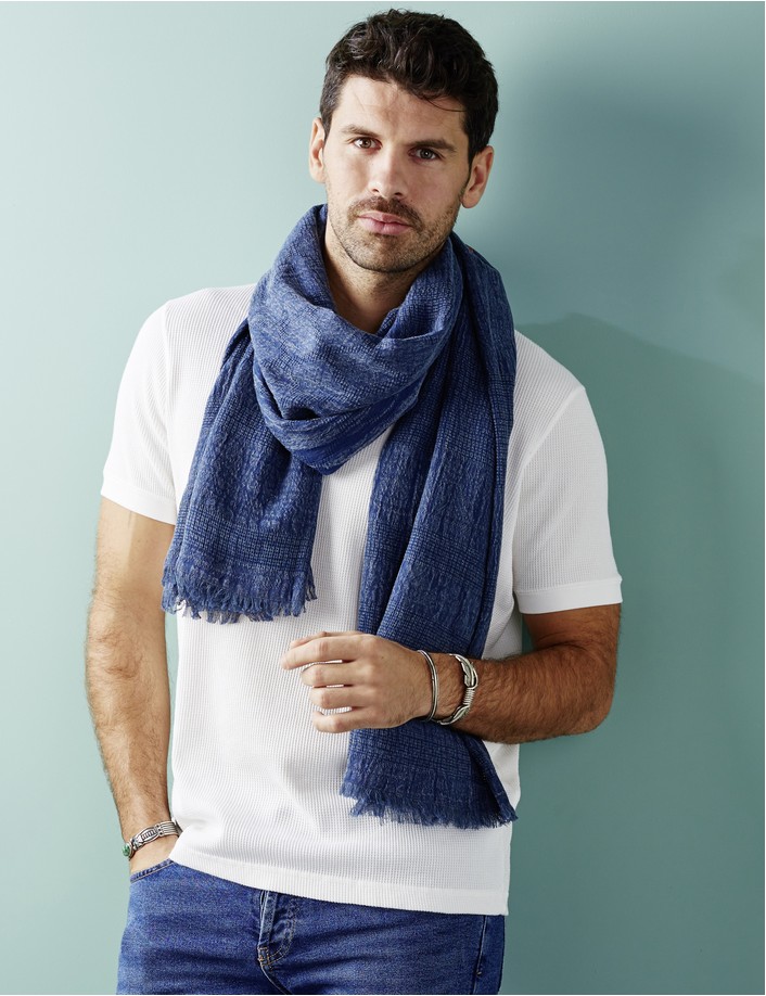 Cheche Homme Et Echarpe Bleu Denim En Coton Biologique Chic Et Cool